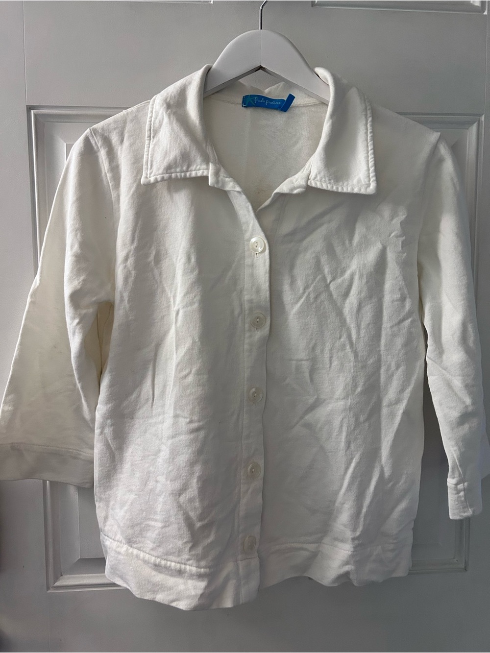 fresh produce White Button-Front Kids Shirt Jacket